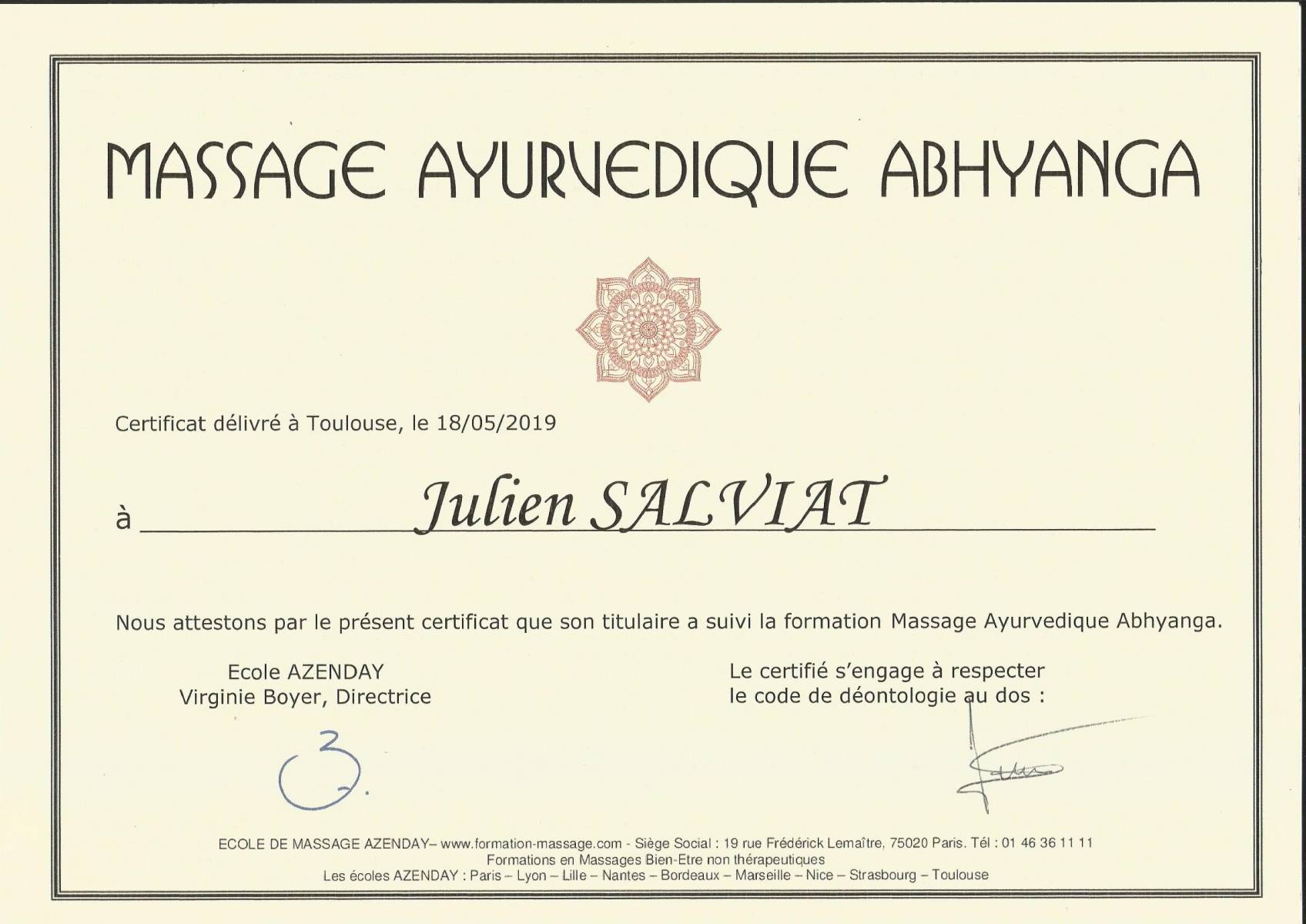 massage ayurvédique à Carentoir près Guer Salviat Julien